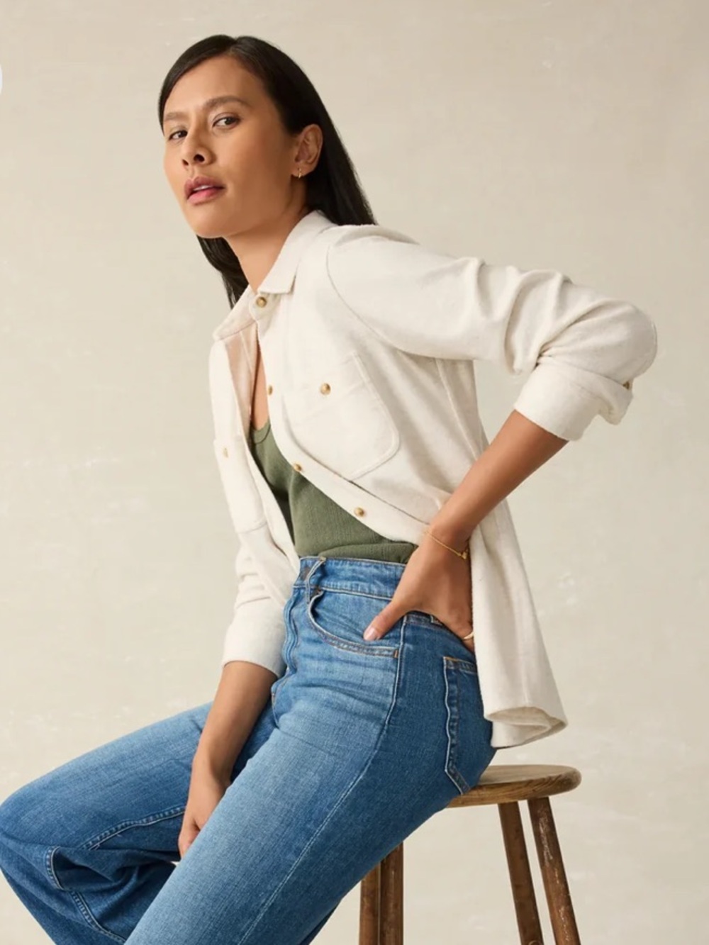 Faherty Legend Sweater Shirt Off White Size S